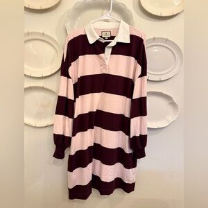 Tuckernuck Travis Rugby Dress in Burgundy and Light Pink
